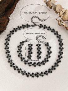 4pcs/Set Luxury White Crystal Earrings, Necklace, Bracelet Jewelry Set For Women, Wedding