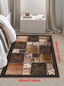 1 pieza Alfombra resistente al deslizamiento con 'Patrones diferentes en la celosía de piedra', lavable a máquina, alfombra para entrada, sala de estar, dormitorio, cuarto de niños, patio exterior, jardín, decoración del hogar, decoración de la habitación, alfombra de área, tapiz