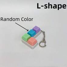 1pc Random Color & Chain Style Squeeze Stress Relief Fidget Cube Keyboard Key Pendant Toy