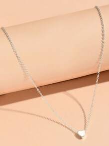 1 Pc Minimalist Fashionable Heart Pendant Necklace, Women Stylish Daily Decorative Accessory