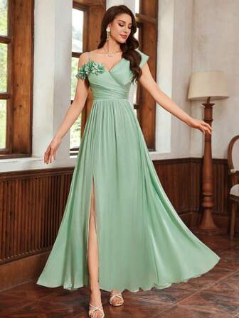 Elegant & Romantic Handmade Long Formal Evening Party Gown, Embellished Formal Dinner Dress, Wedding Guest Dress, Prom Dress