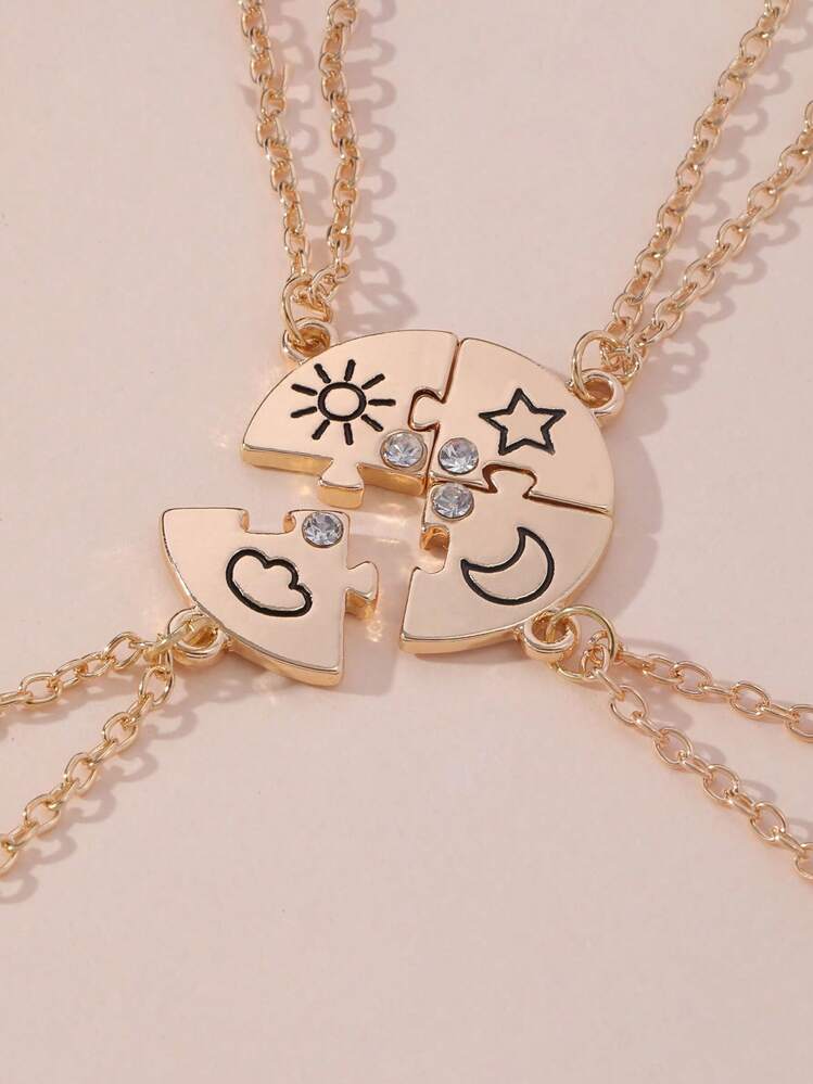 1 Set de Colgante de Collar de Mejor Amigo con Diseños de Sol, Luna, Estrella y Nube, Juego de Joyas para Niños - Multicolor - Añade 5