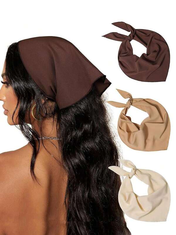 1 pieza/3 piezas Pañuelo triangular de unicolor estilo bohemio, para protección solar y fotografía como accesorio para el cabello