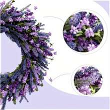 24 Inch Purple Lavender Flower Wreath - Contemporary Farmhouse Rustic Indoor/Outdoor Door Decor, No Electricity Needed, Durable Foliage For Front Door, Porch, Living Room, Bedroom, Rustic Farmhouse Decor