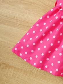 Vestido de princesa sin mangas con cuello redondo, estampado de corazones y lunares, patchwork, adecuado para niñas de 4 a 7 años, para uso en exteriores, calle, escuela y uso diario