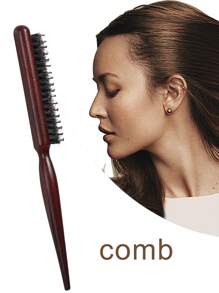 1pc Teasing Bristle Hair Brush For Women-Rat Tail Pick For Hair Sectioning Used For Edge Control, Wood Slim Line Comb Hairbrush Extension Hairdressing Styling Tools,Hair Brush,Comb,Hair Tools,Hair Products And Accessories For Barber Salon Beauty Travel Essentials
