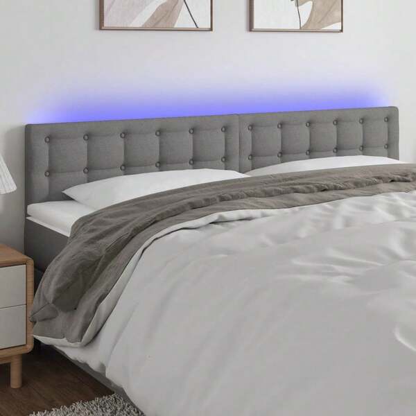 vidaXL Hoofdbord LED 160x5x78/88 cm stof veelkleurig