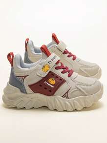 儿童运动鞋，女童新款时尚真皮休闲运动鞋，中大码儿童学生跑步鞋 - 卡其色 - 查看 3