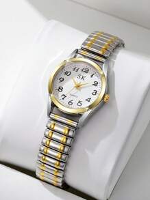 1pc Women's Minimalist Casual Numeric Dial Elastic Band Quartz Wrist Watch, Elegant Fashion (Watch Box Not Included) - Một cỡ - Xem 1