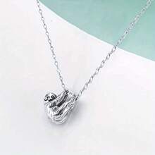 1pc Stylish Silvery Sloth Necklace With Luxury White K Plating - Perfect Gift & Animal Enthusiasts, Elegant And Unique