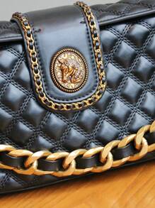 Nuevo diseño de nicho 2025 Bolso de caja de unicolor romboidal, bolso de mano con cadena gruesa, bolso cuadrado pequeño con costura bordada, elegante bolso de axila, versátil bolso cruzado de viaje, bolso de mujer de alta gama