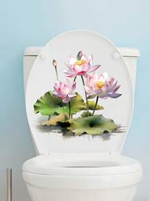 1pc Home Decorations Lotus Flower Toilet Lid Decals Self-Adhesive Ceramic Toilet Tank Sticker, Floral Home Decoration, Single Use Door Decal With Square Shape And Embellishments, Vinyl Decal For Home Decorations, Toilet Decoration Items Refresh Your Home Gifts Birthday Graduation Room Decor Wall Decor Bathroom Decor Bedroom Decor Room Decoration Stuff Living Room Decor House Decor Home Decor Living Room Wall Art Wall Paper Stickers Personalised Stickers