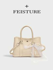 1pc FEISTURE Lychee Pattern Large And Small Handbag With Shoulder Strap, Suitable For Girls, Women, College Students, Office Ladies, Great For Work, Business, Commute, School