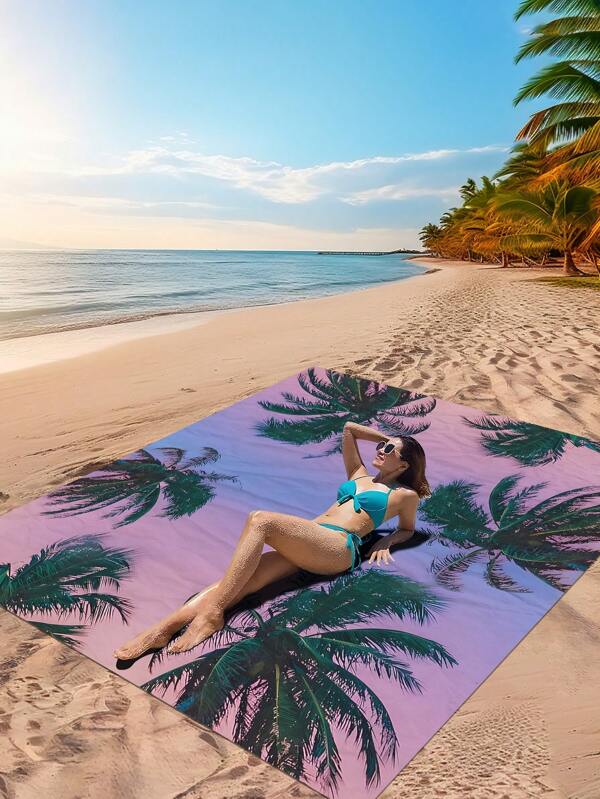 1pc New Outdoor Waterproof Anti-Sand Digital Print Picnic Blanket/Beach Mat, Fashionable & Fresh Design, Suitable For Camping And Picnicking