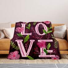 Elegant Love Art Dark Red Blanket Featuring Leaf And Floral Patterns For A Warm And Artistic Home Ambiance - 彩色 - 查看 4