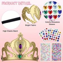 13 Pcs Exquisite Gold Crowns Set,Foam Crowns Set,Princess Crowns,6 DIY Party Gold Crowns And 7 Sheets Colorful Rhinestone Sticker,Make Your Crowns With Rhinestone Sticker,Birthday Party Supplies,Suitable For Halloween,Christmas,Birthday Decorations