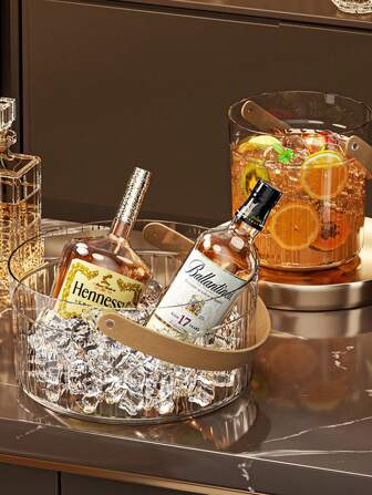 1个装大容量冰桶家用便携式试啤酒香槟PET塑料桶户外野餐水果储物桶，送父亲礼物