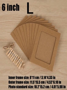 1 zestaw (10 szt.) Kreatywna wisząca papierowa ramka na zdjęcia z klipsem na linę, czyste czarno-białe kolory rzemieślnicze