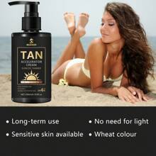 椰子油防晒身体乳液含芦荟、巧克力、紧致肌肤、夏季、海滩、阳光、外出、面部和身体晒黑霜，男女皆宜-200ml / 100ml - 彩色 - 查看 9