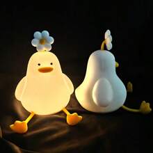 Lámpara de noche con forma de flor y pato que combina practicidad y estética, con una luz recargable que se puede usar como regalo de cumpleaños, decoración de fiesta, adorno diario, etc.