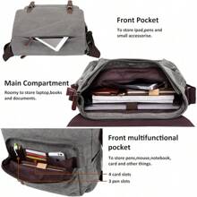 Canvas Messenger Bag For Men Women,Travel Satchel Shoulder Bag 15.6 Inch Laptop Bag Briefcase Business