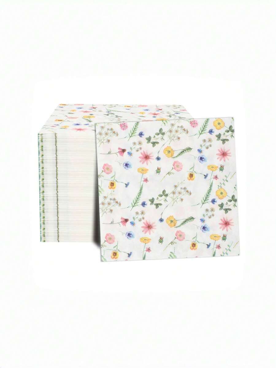 Set de 20 piezas/40 piezas/60 piezas, Servilletas florales primaverales suaves de 2 capas, tamaño desplegado de 33cm x 33cm, adecuadas para decoración de fiestas de boda, té, cumpleaños, suministros para fiestas, decoración navideña - Multicolor - Ver 1