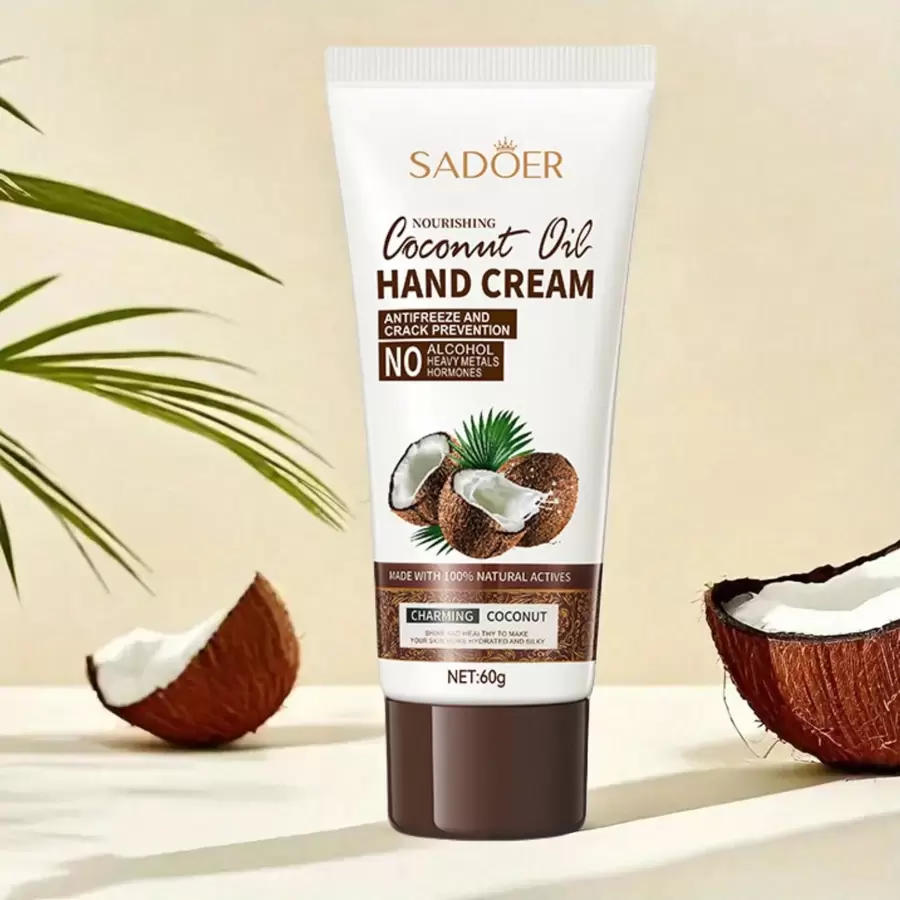 60g椰子油保湿护手霜适用于干裂双手男女通用保湿护手霜保湿防干裂护手霜 - 白色 - 查看 1