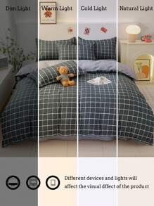 3 件套简约舒适柔软拉绒印花床上用品套装，包括被套和枕套