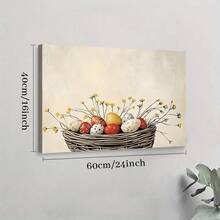1pc Framed Canvas Poster, Easter Eggs Wall Art Canvas Paintings, Ideal Gift For Bedroom Living Room Corridor, Wall Art, Room Decoration - 彩色 - 查看 8