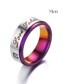 新款男士時尚情侶不鏽鋼戒指套裝，包括1件男戒和2件女婚戒，適用於婚禮、訂婚和派對 - 紫色 - 查看 23