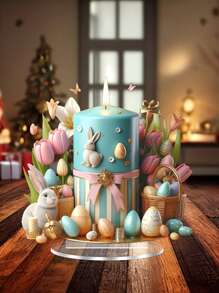 1 vela acrílica bohemia y decoración de huevo de Pascua, decoración de escritorio estilo bohemio 2D, versátil para decoración del hogar y días festivos, adecuado para salas de estar, dormitorios, oficinas, perfecto para regalos de Pascua y Día de la Madre