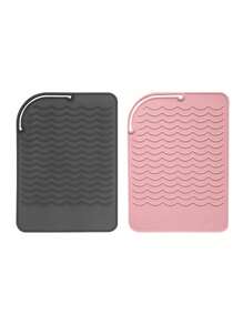 1/2pcs High-Temperature Silicone Mat Set, Portable Travel Hot Tool Organizer Mat Fits Curling Iron/Straightener/Styler, Foldable Heat-Resistant Protective Pad, Salon-Grade Safe Heat Insulation Accessory