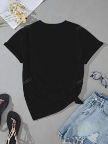 Zomer Casual Veelzijdig Effen Kleur Vlinder Mom Patroon Bedrukt Kort Mouw Normaal T-shirt
