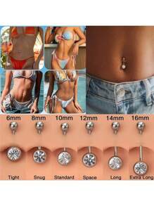 2PCS G23 Titanium Belly Button Rings 14G With Sparkling Cubic Zirconia Internally Threaded Navel Belly Piercing Curved Barbell Jewelry For Men Women Multiple Bar Lengths 6mm 8mm 10mm 12mm 14mm 16mm