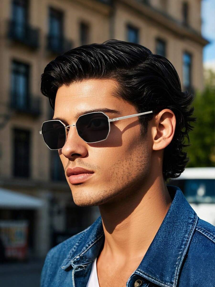 Spersonalizowane Punkowe Wyglądy Uliczne Odcienie Podstawy Swobodne 1 szt. Geometryczne Metalowe Pełne Ramki Przyciemniane Soczewki Modne Okulary, Dla Mężczyzn-Na Zewnątrz Codzienne Aktywności, Podróże, Golf, Dekoracja Jazdy