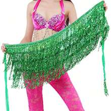 Women's Belly Dance Waist Chain Sequined Tassel Skirt Hip Scarf Dance Hip Belt Latin Dance Hula Dance Hip Scarf - Multicolor - View 22
