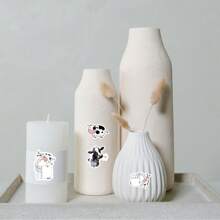 56PCS Black And White Cow Stickers Vinyl Aesthetics Stickers Scrapbooking, Diary, Bumper, Skateboard, Water Bottle, Cartoon, Hard Hat, Car Stickers And Decals - Multicolor - View 7