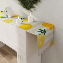 1 pieza Camino de mesa con estampado de limón, adecuado para fiestas interiores/exteriores, decoración del hogar de primavera y verano, decoración de mesa de primavera y verano