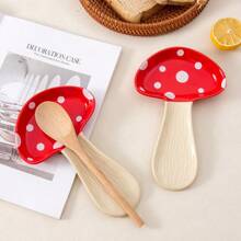 1pc Ceramic High Temperature Resistant Mushroom Spoon Rest, Cute And Sturdy Spatula Holder Spoon Holder For House Warming Gift School Supplies,Christmas Gift