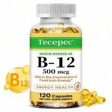 Vitamin B-12 500mcg - Energy Conversion, Suitable For Men And Women - 120 Capsules - 1 瓶 - 查看 6
