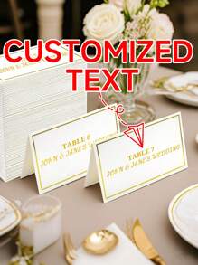 30/50 件定制桌号个性化婚礼座位卡，优雅的餐桌装饰，适用于接待公司活动，可重复使用的卡片纸座位卡夹，批量订单带有文字设计 - 彩色 - 查看 3