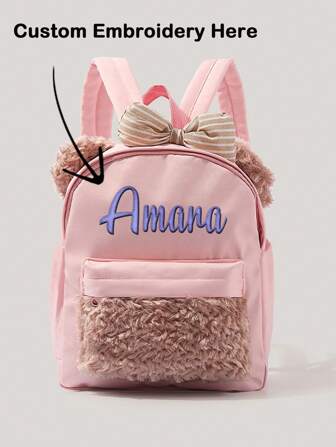 Personalized Girls Backpack With Bow - Custom Embroidered Name Pink School Bag, Lightweight Bookbag For Teens & Kids | Cute Gift For Back To School, Birthday, Christmas (Travel, Hiking, Daily Use),Multi-Functional,Ornamental,Letter,Stylish,Modern,Colorful,Cute,Adorable,Casual,Custom,Personalised,Unique,Customized,Ideal Gifts For Him,Ideal Gifts For Her,Christmas Gift Supplies
