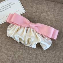 1pc Korean Retro Ruched Satin Pleated Hair Clip, Spring-Loaded Colorblock Niche Hair Accessory