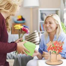 1 Piece Wooden Floral Decoration, Mother's Day Gift, Birthday Card For Mom, Table Centerpiece, Laser Wood Bouquet Card DIY Wooden Craft Flowers, DIY Fillable Colors Wooden Flowers, Suitable For Mom, Grandmother, Teacher Gifts Graduation