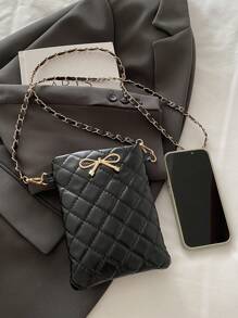 Mini Fashion Solid Color Quilted Small Bag With Diamond Grid Bow Hardware Decoration Chain Crossbody Bag, Suitable For Shopping, Wallet, Shopping, Young Women, College Students, Newcomers, And White Collars. They Are Very Suitable For Offices, Universities, Work, Business, Commuting, Outdoor Activities, Travel, And Outings