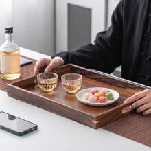 1 صينية شاي مستطيلة، صينية شاي صغيرة على الطراز الصيني الجديد مع مقبض، صينية تقديم خشبية للمنزل والفندق والحفلات والتناول والقهوة والنزهات، مناسبة كهدايا لعيد الحب وعيد الميلاد والزينة الخاصة بالكريسماس - متعدد الألوان - مشاهدة 8