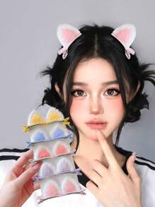 10 件装可爱毛绒猫耳发夹，卡通 3D 发夹，可爱发饰 - 彩色 - 查看 6