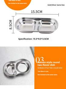 1 件 304 不锈钢韩式金色四格盘子、上菜托盘、调味盘、烧烤盘、多用途酱汁盘，适用于家庭、餐厅、派对使用，可用洗碗机清洗