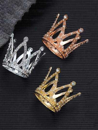 1/2/3/5/6/10 件迷你小号水钻皇冠金色迷你皇冠蛋糕装饰适用于插花派对生日婚礼装饰