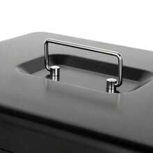 Piorlado Money Box With Key -Money Tin With Lock - Small Lockable Cash Box With Coin Tray For Petty Cash Coins Notes - Locking Metal Box With 2 Keys - Black - Black - View 6